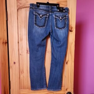 Miss Me Blue Straight Leg Jeans with Embellished Pockets
